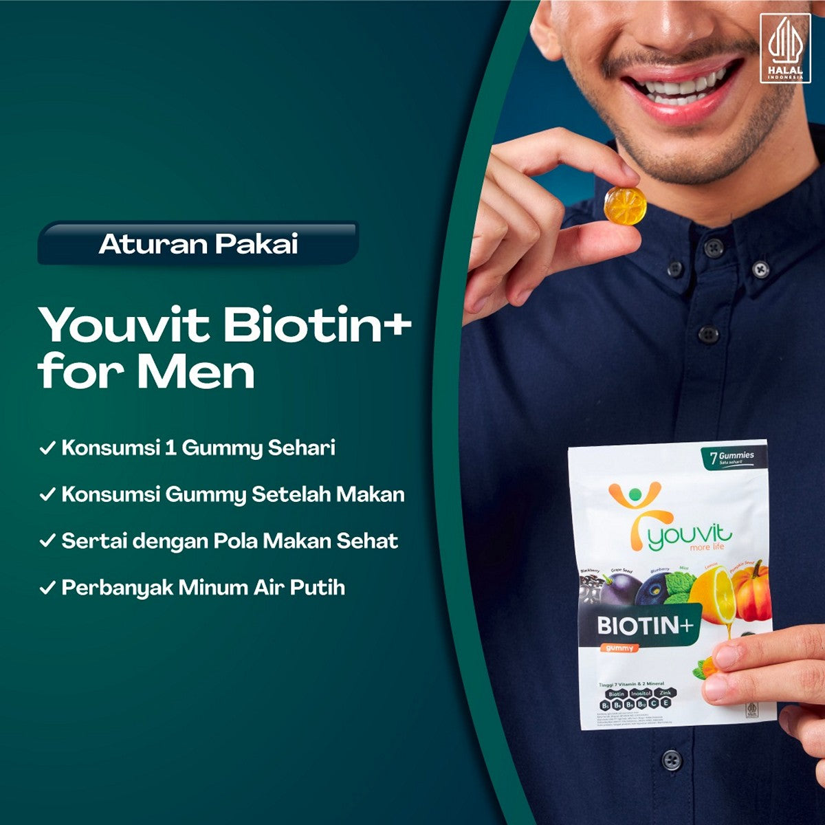 YOUVIT Multivitamin Gummy Biotin+ for Men 7 Days Biotin