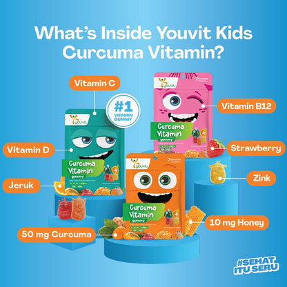 YOUVIT Multivitamin Gummy Curcuma Vitamin Anak 7 Days Zink Madu Nafsu Makan