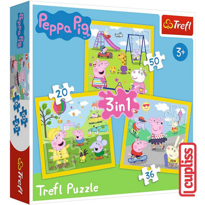 Trefl Puzzle 34849 3In1 Peppa Pig Happy 20 36 50 pcs Mainan
