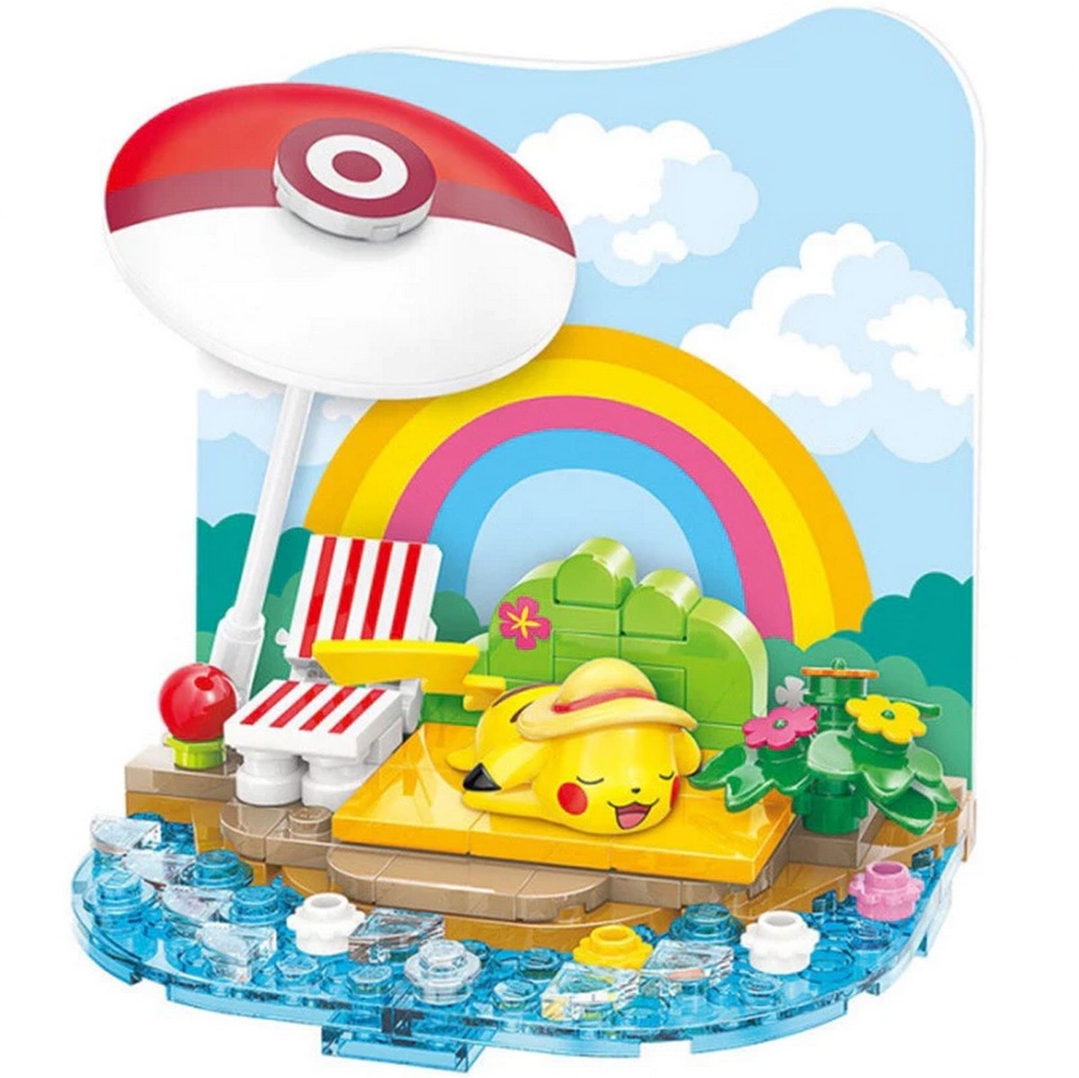 QMAN Keeppley K20222 Pikachu Have A Sunbathing Figure Pokemon Bricks Balok Mainan