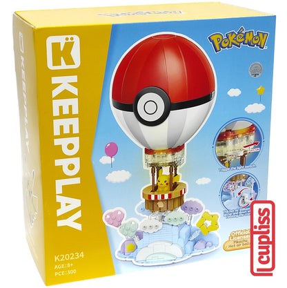 QMAN Keeppley K20234 Pikachu Hot Air Balloon Figure Pokemon Bricks Balok Mainan