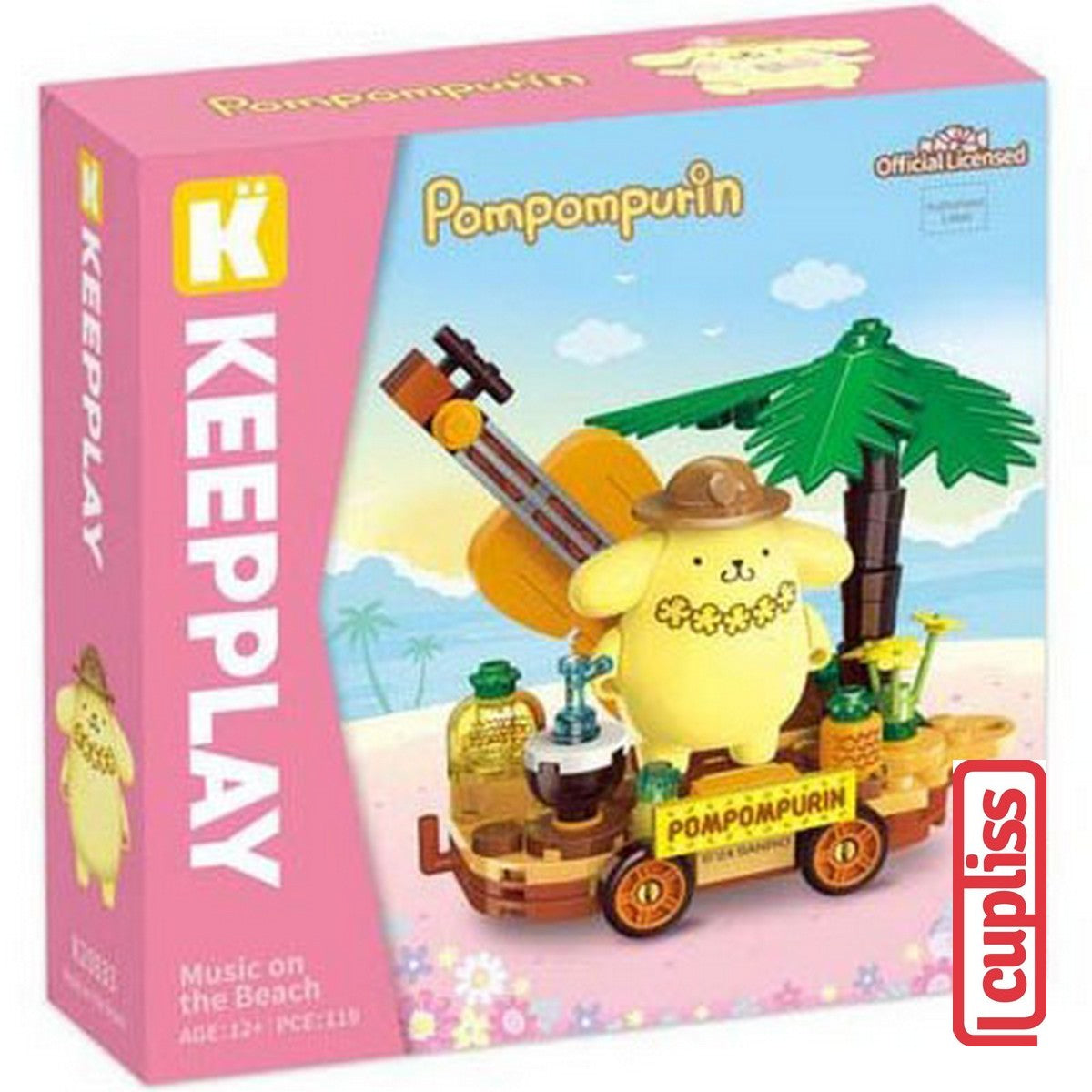 QMAN Keeppley K20833 Sanrio Pompompurin Music On The Beach Figure Mainan