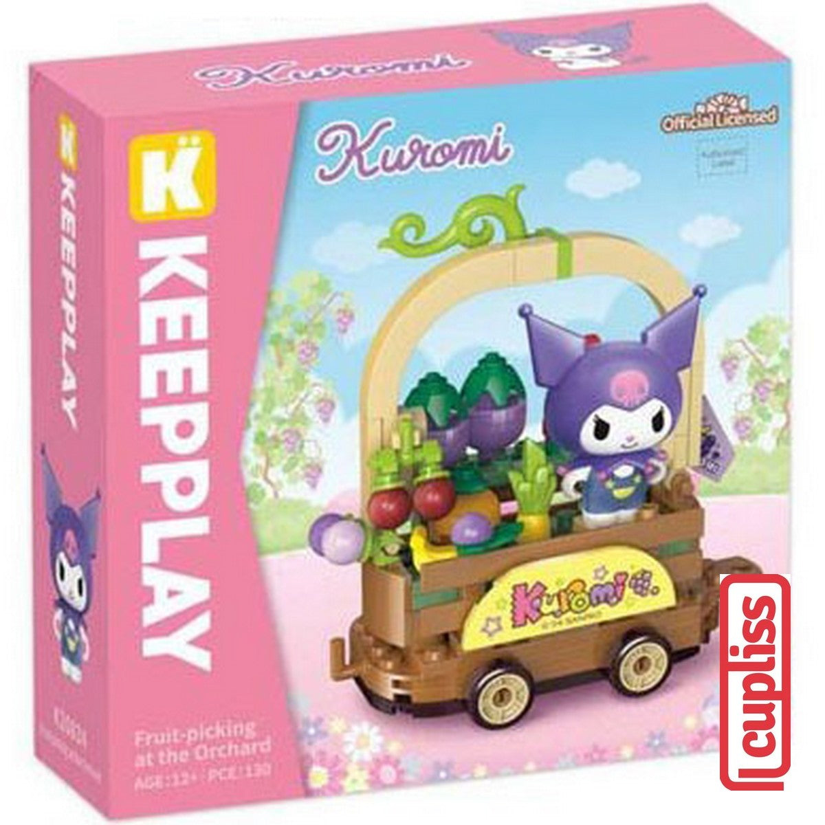 QMAN Keeppley K20834 Sanrio Kuromi Fruit Picking At The Orchard Figure Mainan