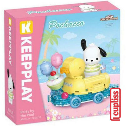 QMAN Keeppley K20835 Sanrio Pochacco Party By The Pool Figure Mainan