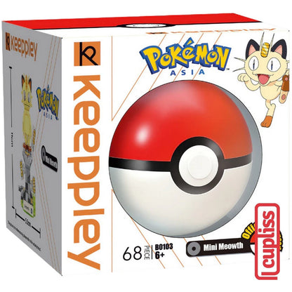 QMAN Keeppley B0103 Mini Meowth Poke Ball Pokemon Bricks Asia Balok Mainan