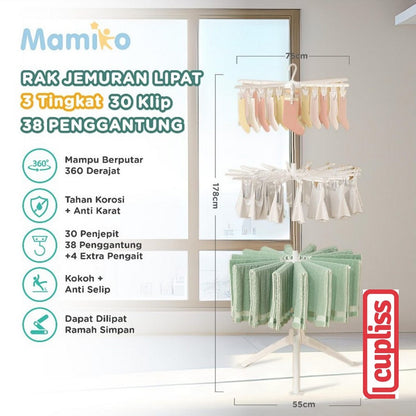 KUB x Mamiko Umbrella Stand Hanger Gantungan Baju Payung Rak Jemuran Lipat