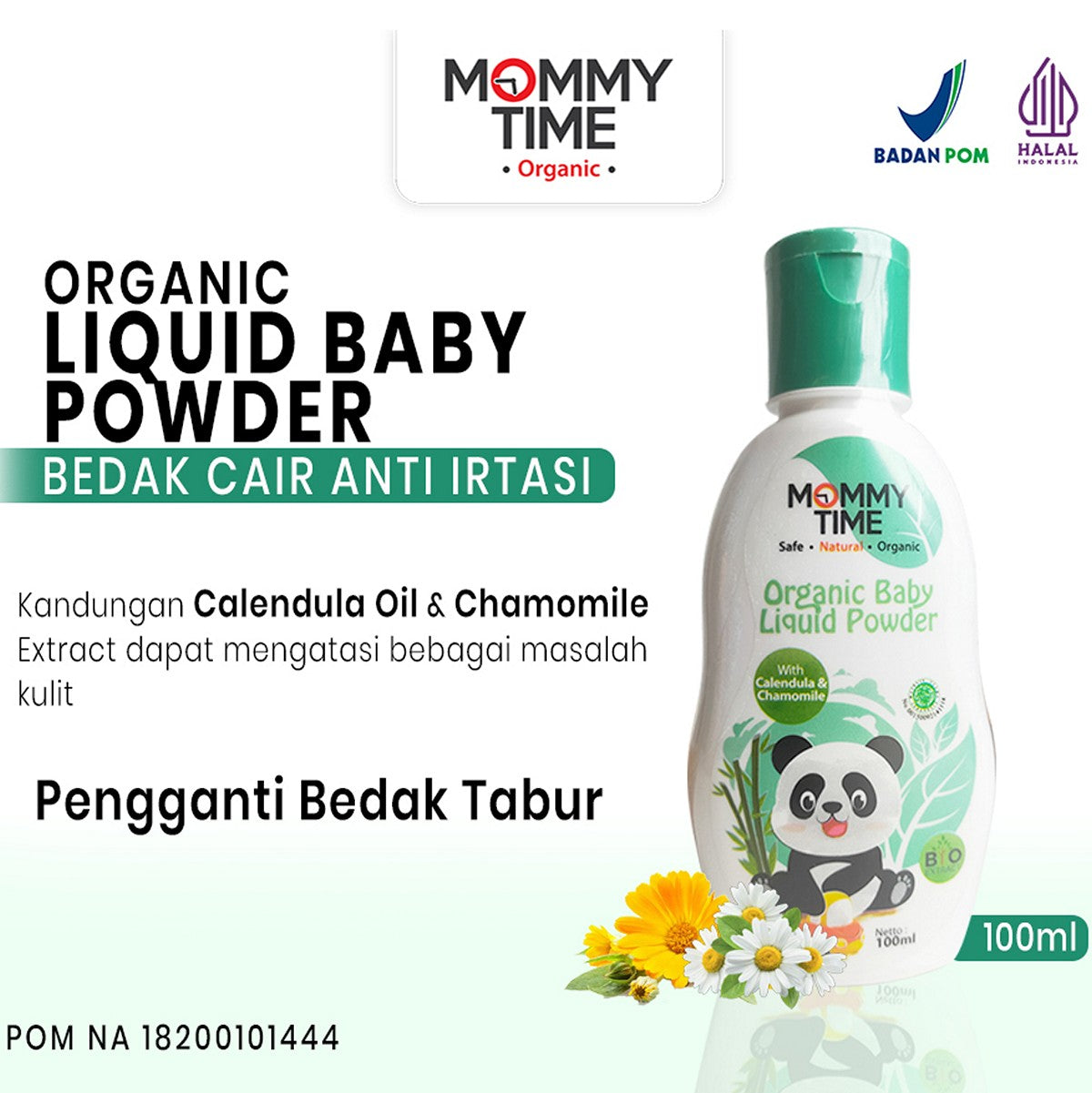 Mommy Time Organic Baby Lotion Liquid Powder Talc 100gr Bedak Cair Bayi