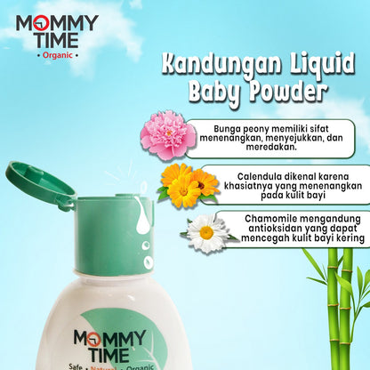 Mommy Time Organic Baby Lotion Liquid Powder Talc 100gr Bedak Cair Bayi