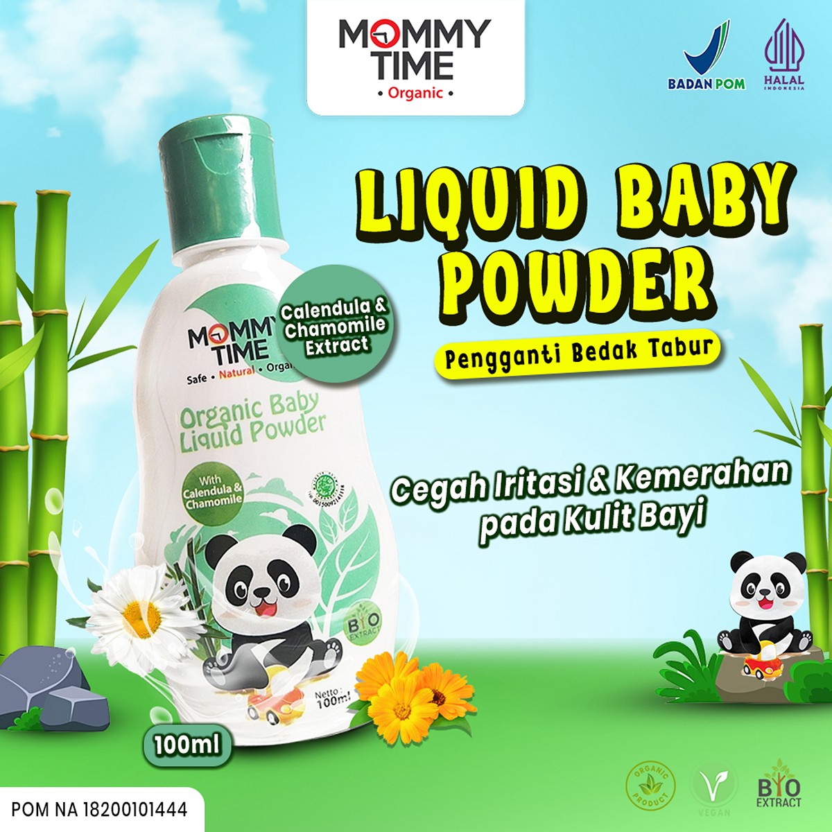 Mommy Time Organic Baby Lotion Liquid Powder Talc 100gr Bedak Cair Bayi