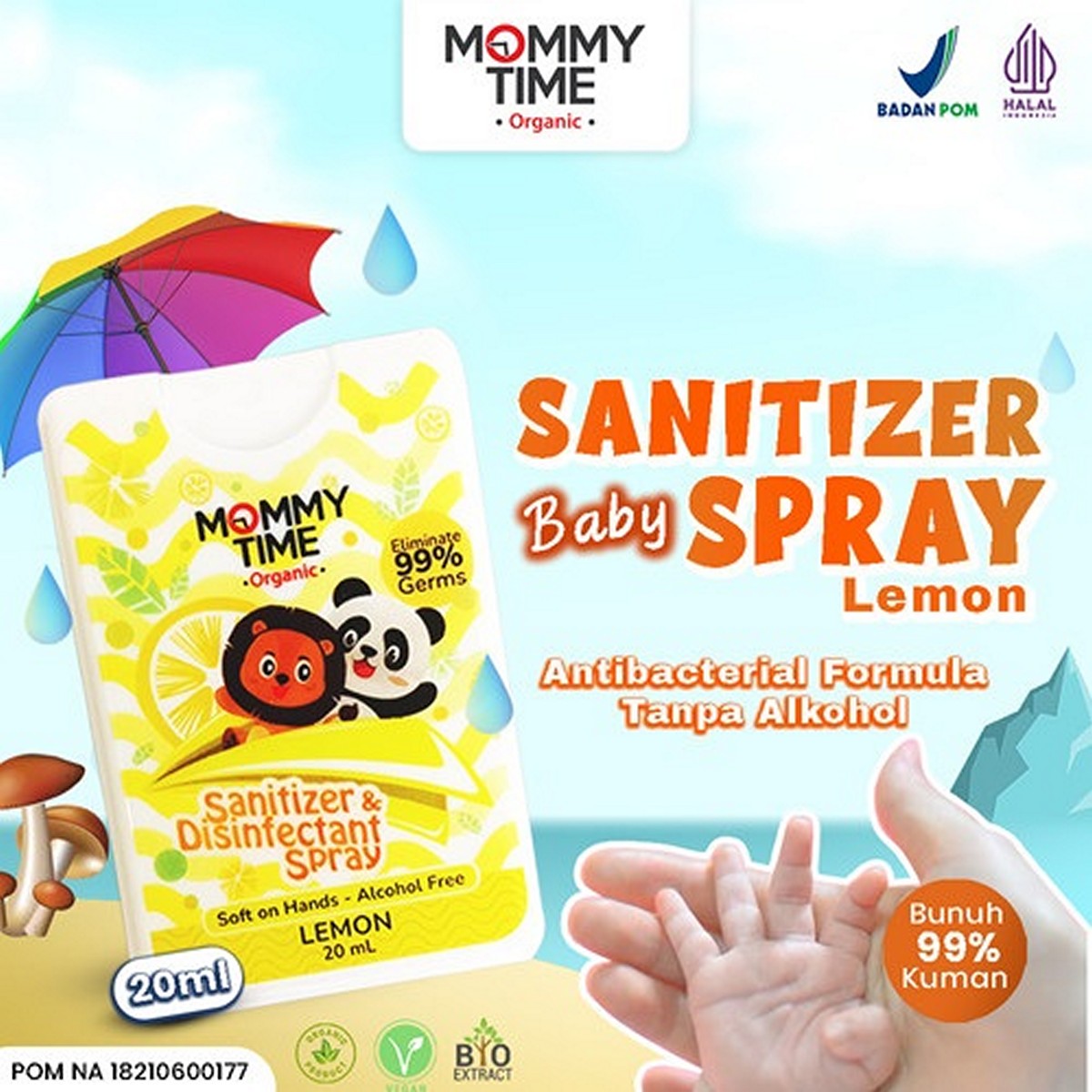 Mommy Time Hand Sanitizer Spray Lemon 20ml Bayi Baby Antibacterial