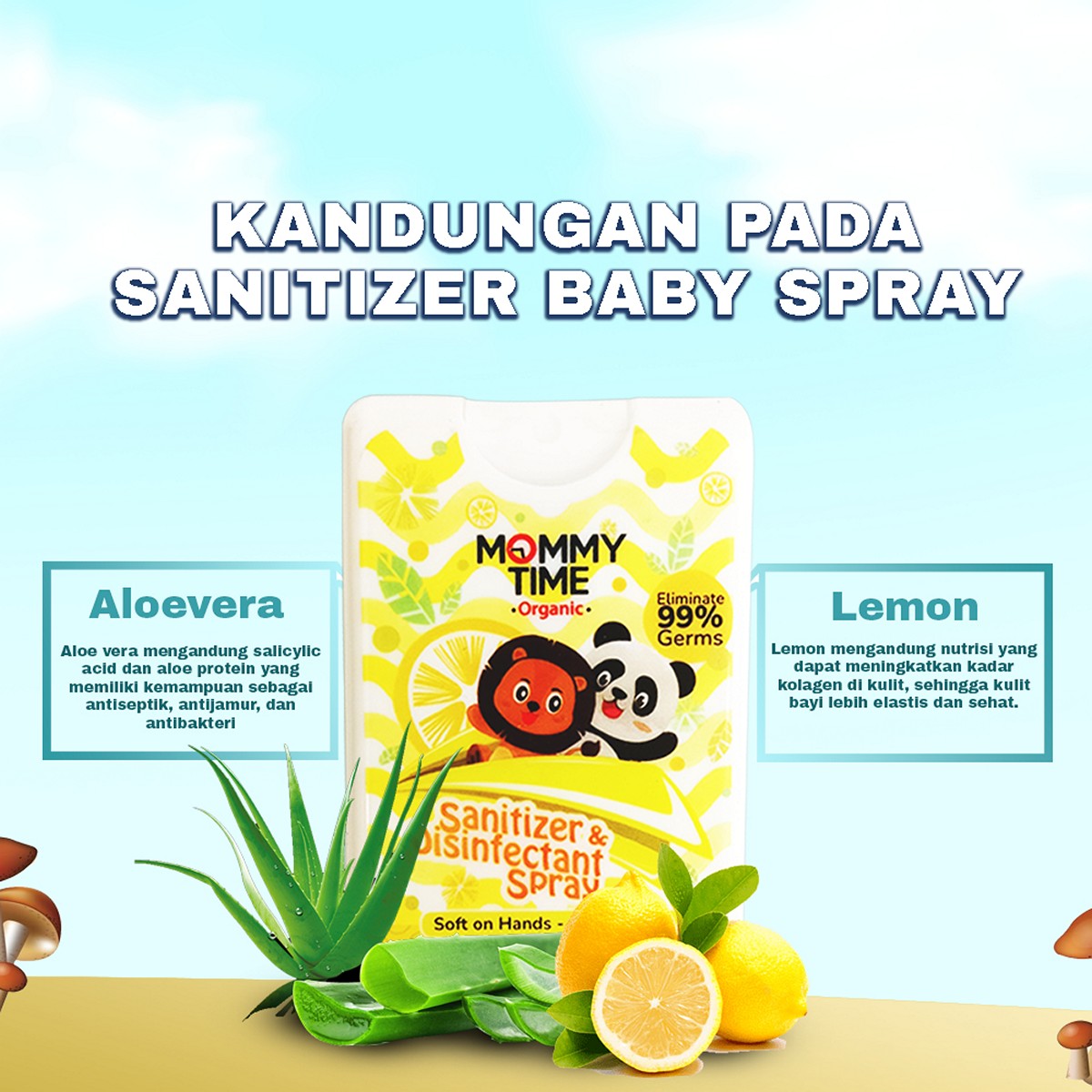 Mommy Time Hand Sanitizer Spray Lemon 20ml Bayi Baby Antibacterial