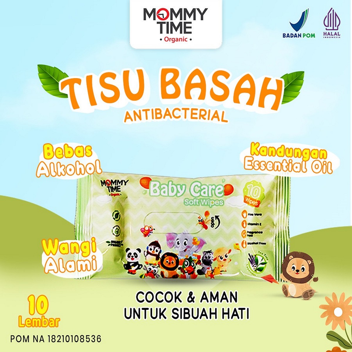 Mommy Time Baby Care Soft Wipes Tea Tree Lavender 10 sheets Tisu Basah Bayi Antibacterial