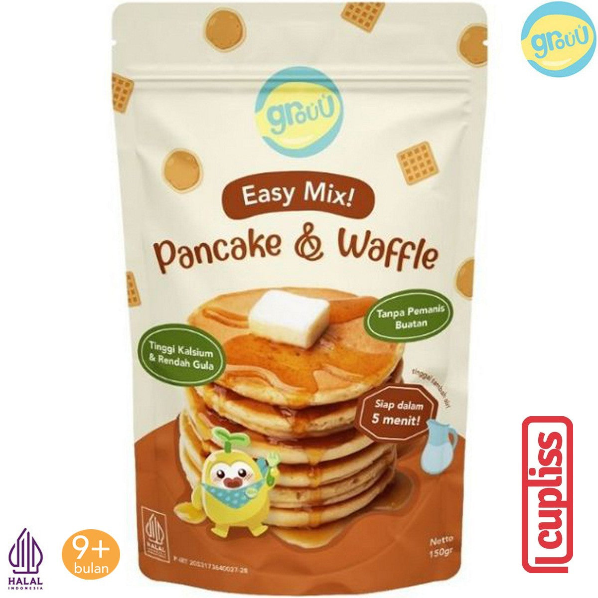 GROUU Easy Mix Pancake Waffle 120gr Snack Cemilan Bayi Anak 9+ MPASI