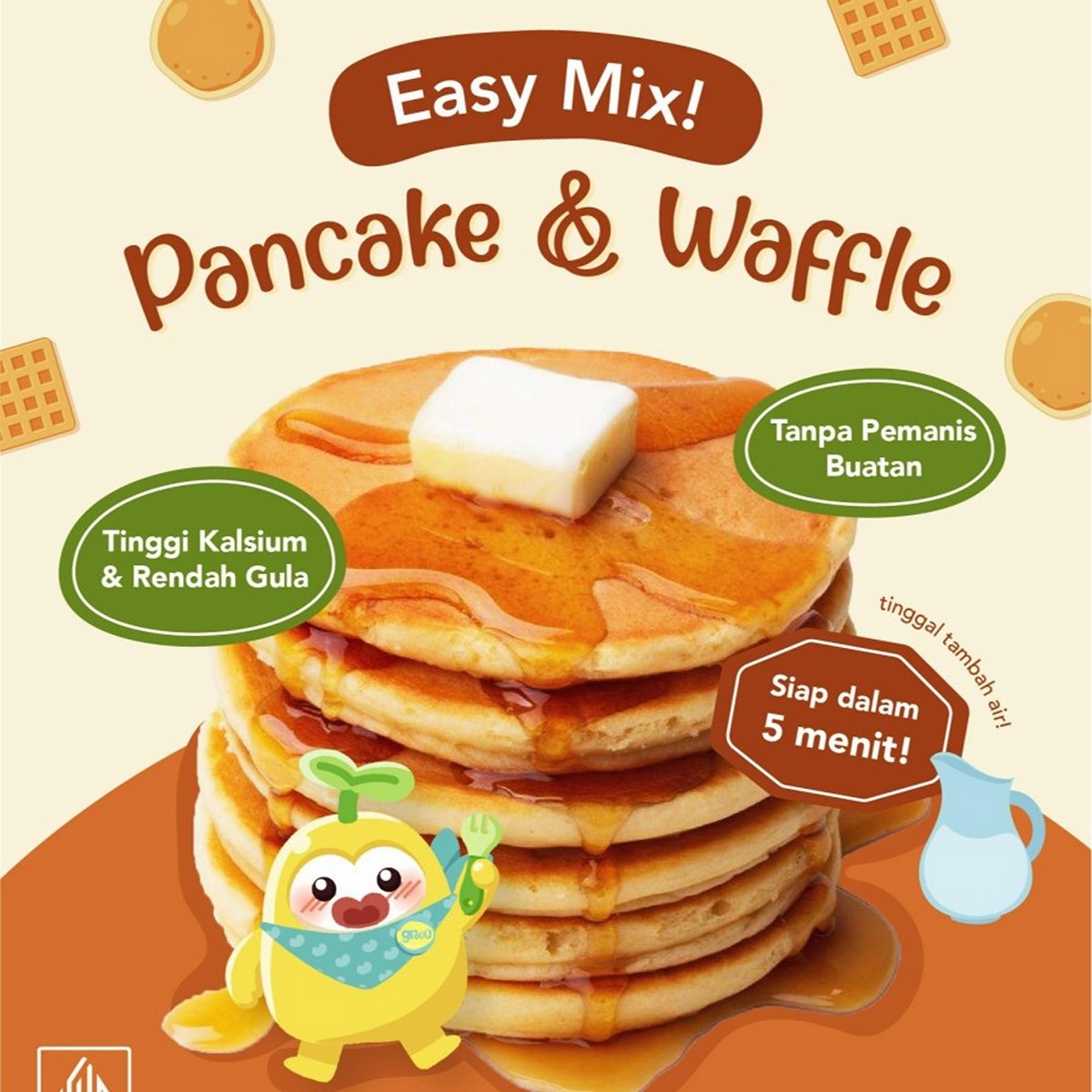 GROUU Easy Mix Pancake Waffle 120gr Snack Cemilan Bayi Anak 9+ MPASI