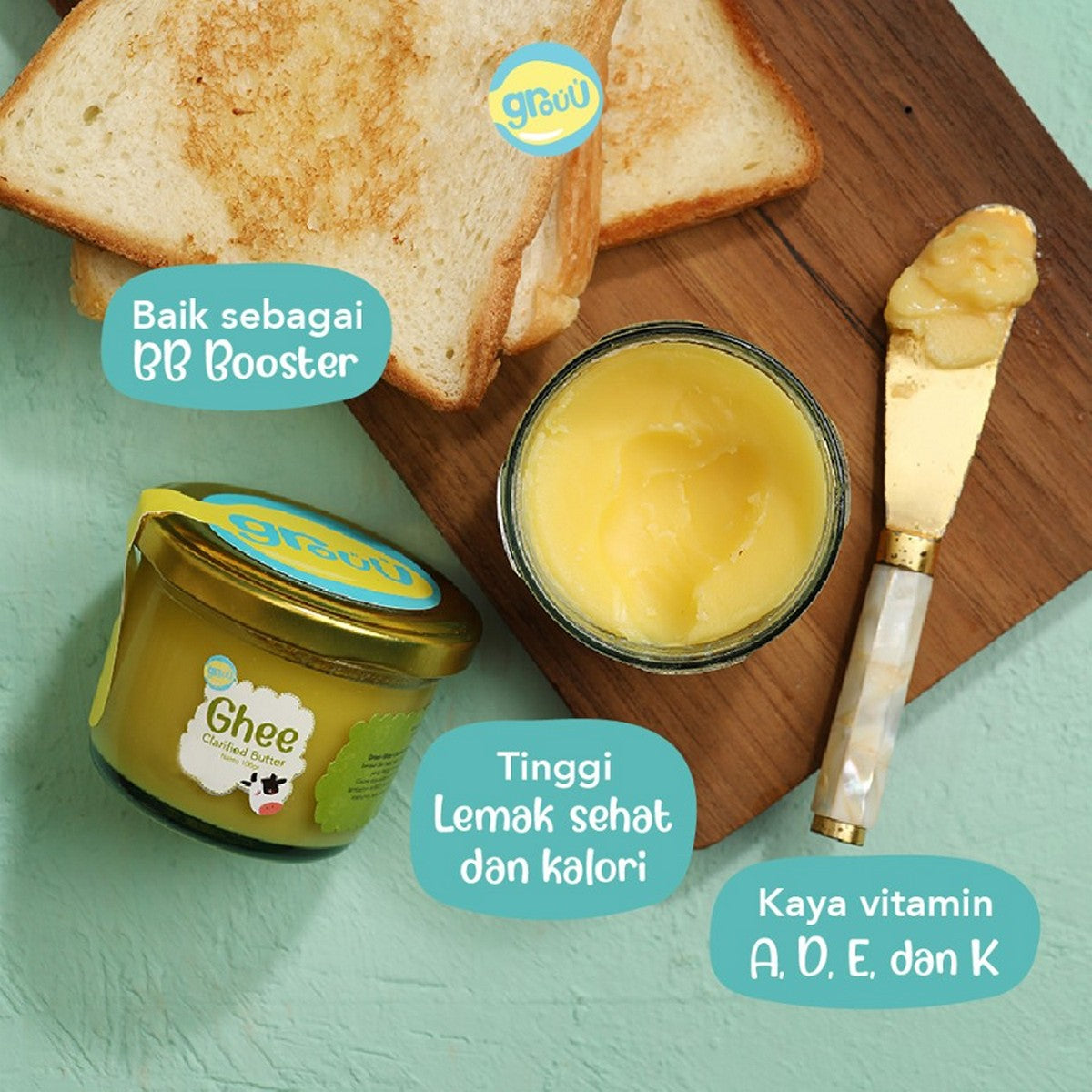 GROUU Ghee Clarified Butter Mentega 100ml BB Booster Bayi Anak 6+ MPASI