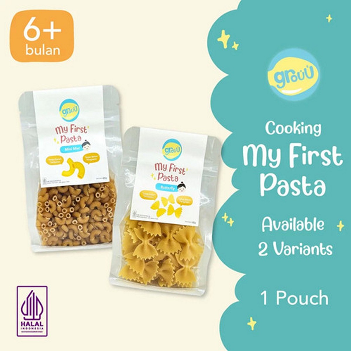 GROUU My First Pasta Cemilan BB Booster Bayi Anak 6+ MPASI