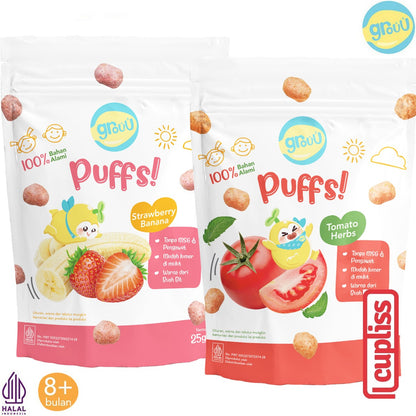 GROUU Puffs 25gr Snack Cemilan Bayi Anak 8+ Buah MPASI