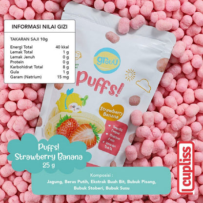 GROUU Puffs 25gr Snack Cemilan Bayi Anak 8+ Buah MPASI