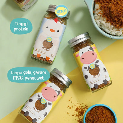 GROUU Ready to Eat Abon Ayam Sapi 50gr Snack Cemilan BB Booster Anak 6+ MPASI