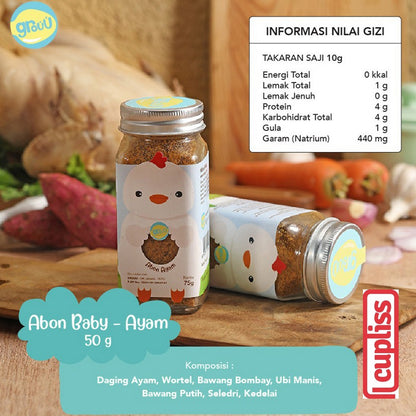 GROUU Ready to Eat Abon Ayam Sapi 50gr Snack Cemilan BB Booster Anak 6+ MPASI
