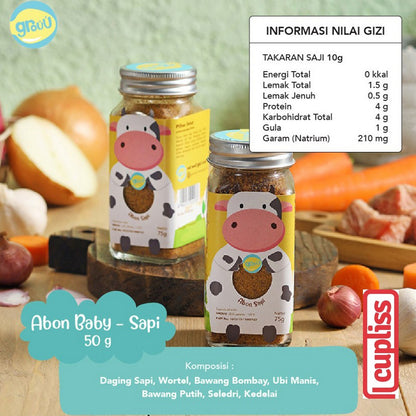 GROUU Ready to Eat Abon Ayam Sapi 50gr Snack Cemilan BB Booster Anak 6+ MPASI