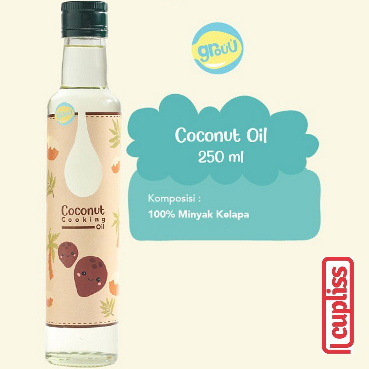 GROUU Cooking Oil Fat Minyak Kelapa Bayi Anak Masak Virgin Olive Coconut MPASI