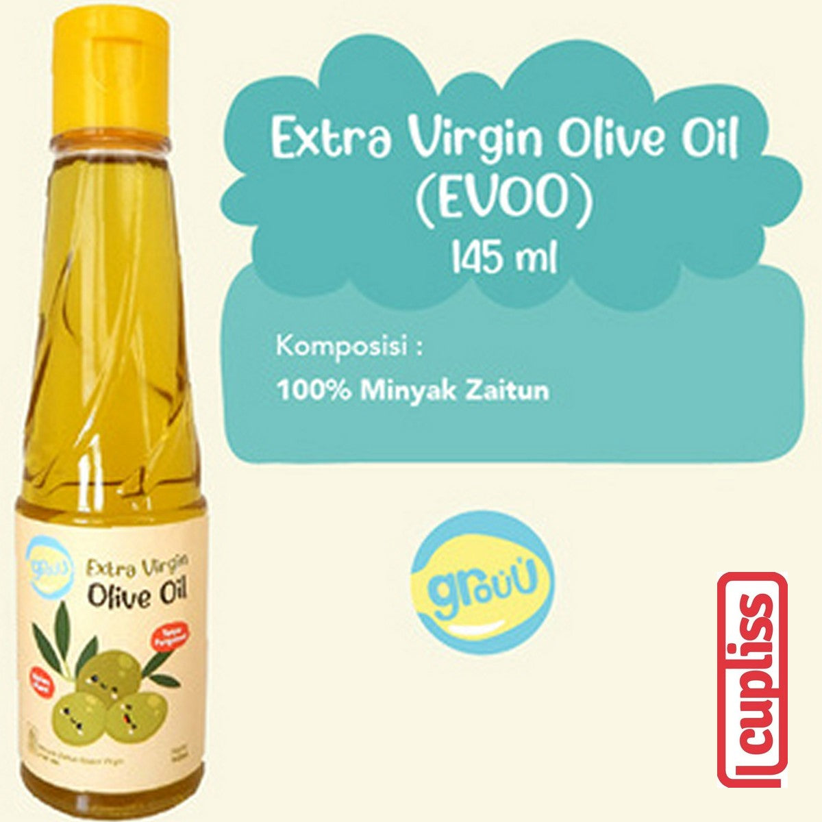 GROUU Cooking Oil Fat Minyak Kelapa Bayi Anak Masak Virgin Olive Coconut MPASI
