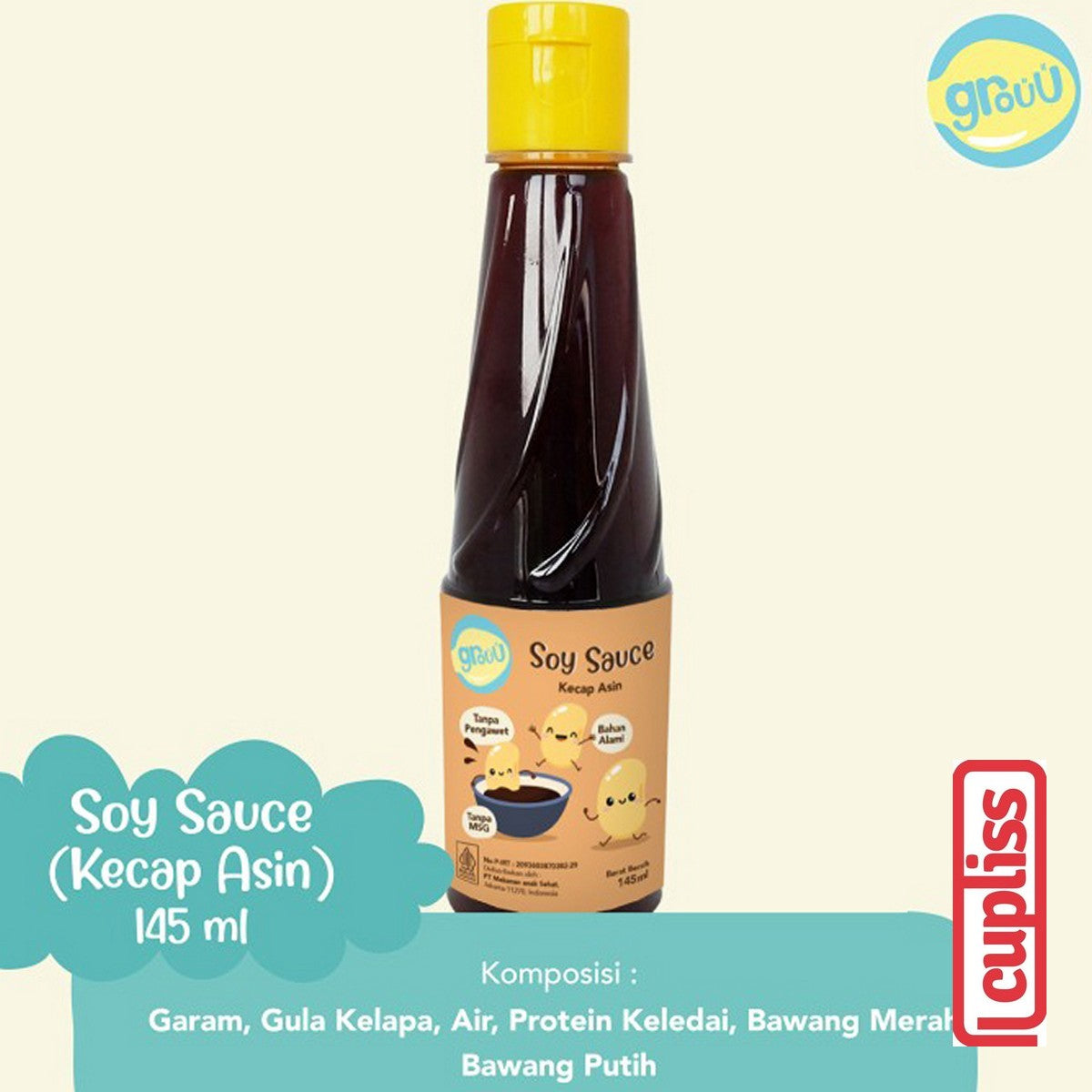 GROUU 145ml Soy Sauce Kecap Asin Manis Sweet Cooking MPASI Bayi Anak Bumbu