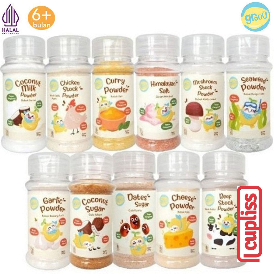 GROUU Cooking Powder Bumbu Bubuk Masak Bayi Anak Garam Kaldu Kari Gula Lada Putih Merica Keju Himalaya