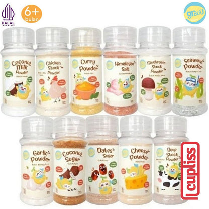 GROUU Cooking Powder Bumbu Bubuk Masak Bayi Anak Garam Kaldu Kari Gula Lada Putih Merica Keju Himalaya