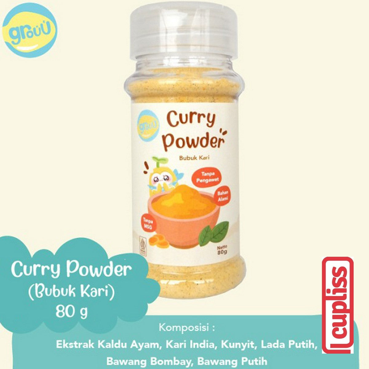 GROUU Cooking Powder Bumbu Bubuk Masak Bayi Anak Garam Kaldu Kari Gula Lada Putih Merica Keju Himalaya