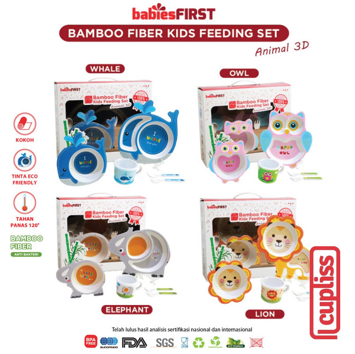BabiesFIRST Bamboo Fiber Kids Feeding Set Animal 3D BF504 Peralatan Makan Bayi