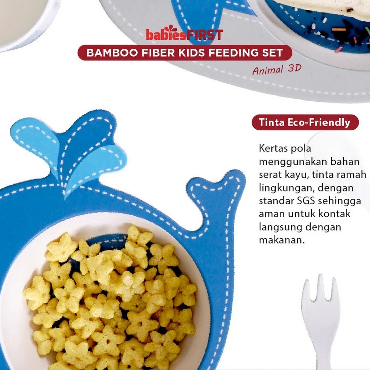 BabiesFIRST Bamboo Fiber Kids Feeding Set Animal 3D BF504 Peralatan Makan Bayi