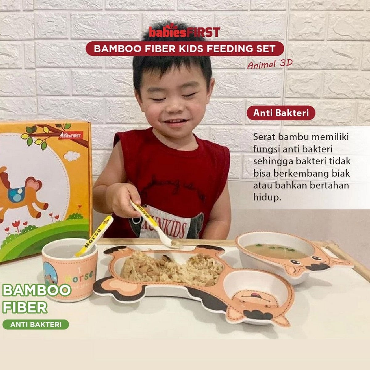 BabiesFIRST Bamboo Fiber Kids Feeding Set Animal 3D BF504 Peralatan Makan Bayi