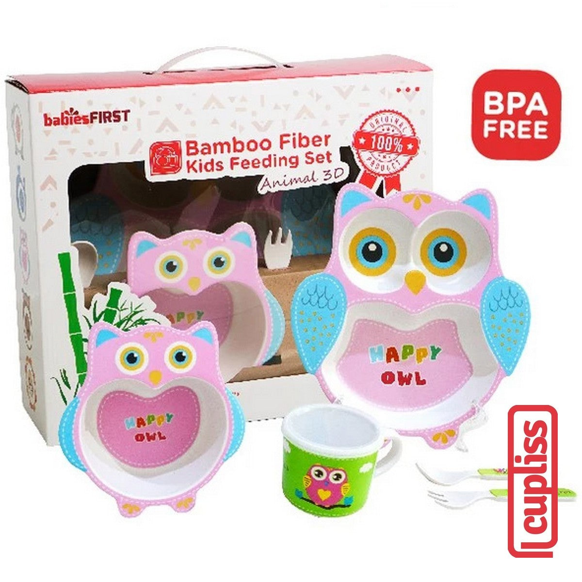 BabiesFIRST Bamboo Fiber Kids Feeding Set Animal 3D BF504 Peralatan Makan Bayi