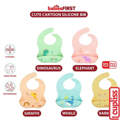 BabiesFIRST Cute Cartoon Silicone Baby Bib BF903 Silikon Celemek Kartun Peralatan Makan Bayi