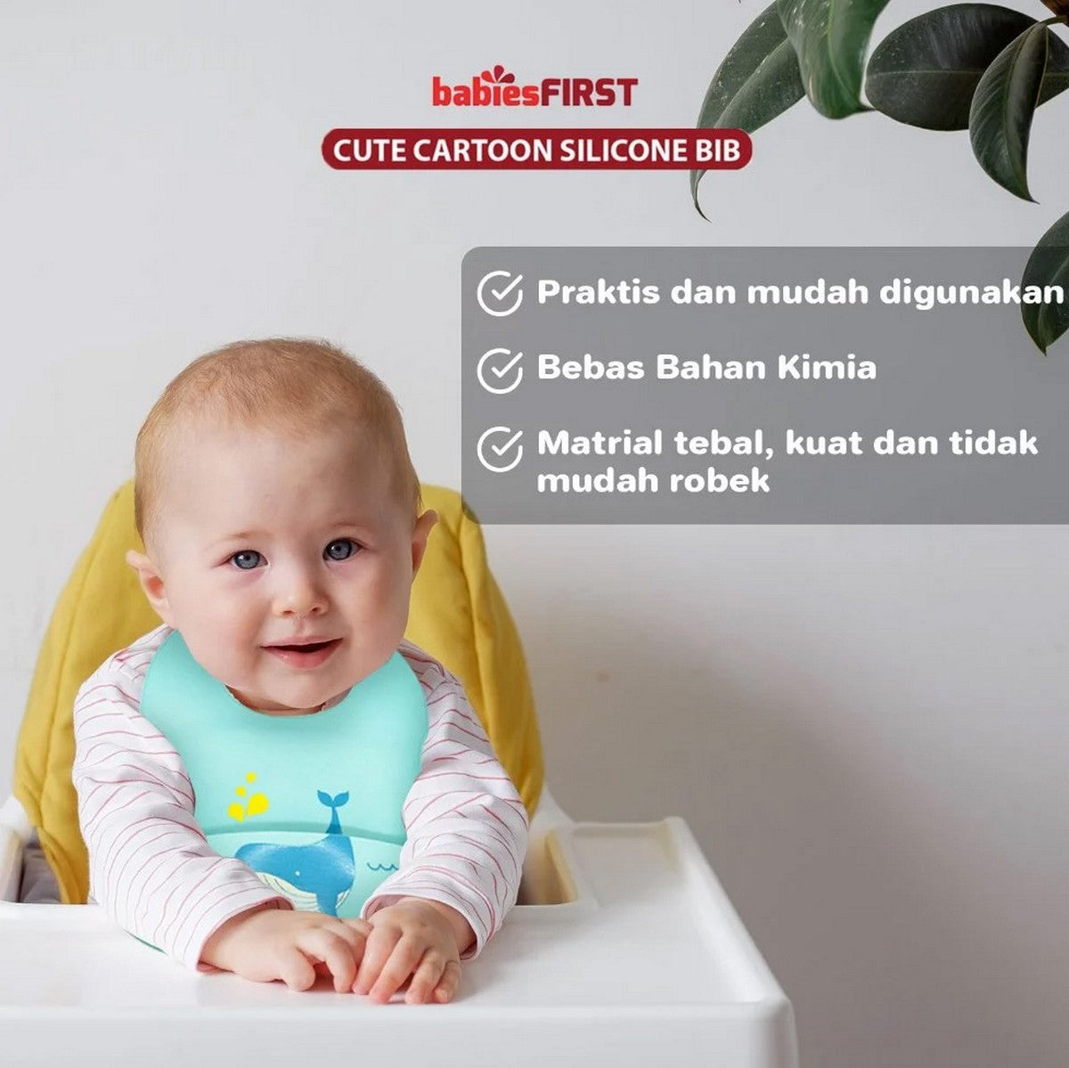 BabiesFIRST Cute Cartoon Silicone Baby Bib BF903 Silikon Celemek Kartun Peralatan Makan Bayi