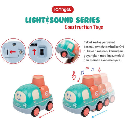 IQANGEL Light & Sound Construction Truck Toys New IQMS1029-1 Mainan Edukasi Anak IQ Angel