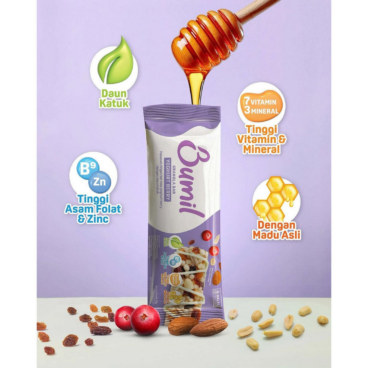 Bumil Granola Snack Bar Yoghurt Berry Makanan Ringan Ibu Hamil