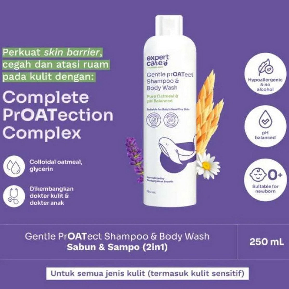 Expert Care Gentle Proatect Shampoo 250 ml Body Wash 250ml Sabun Sampo Tentang Anak 2in1