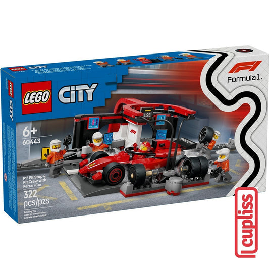 LEGO City 60443 F1 Pit Stop Pit Crew with Ferrari Car