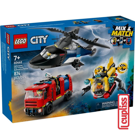 LEGO City 60462 Helicopter, Fire Truck & Submarine Remix