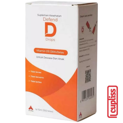 Defend D Drops Vitamin D3 330IU Tetes Suplemen Kesehatan Dewasa Anak 15ml