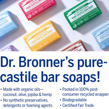 Dr.Bronner's Castile Bar Soap Organic 140gr All One Pure 140 gr Sabun Batang Organik Dr Bronners