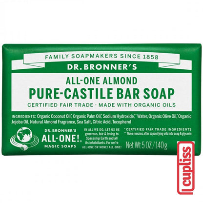 Dr.Bronner's Castile Bar Soap Organic 140gr All One Pure 140 gr Sabun Batang Organik Dr Bronners