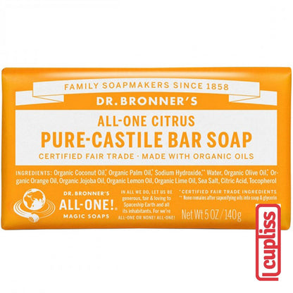 Dr.Bronner's Castile Bar Soap Organic 140gr All One Pure 140 gr Sabun Batang Organik Dr Bronners