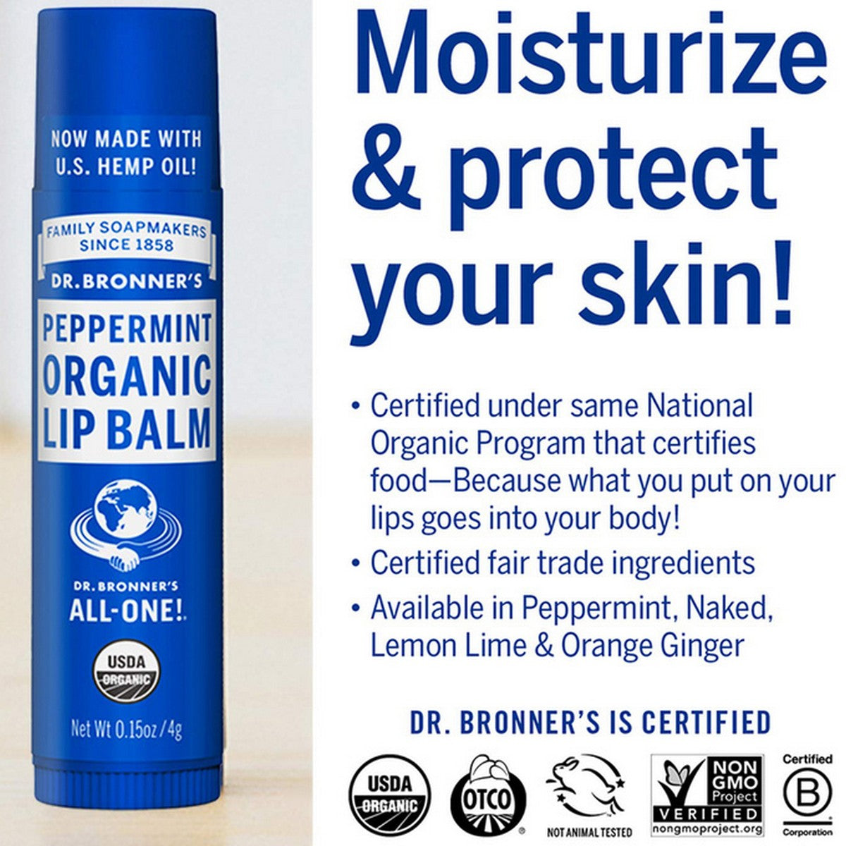 Dr.Bronner's All One Organic Lip Balm 4g Pelembab Bibir Organik 4 g Dr Bronners