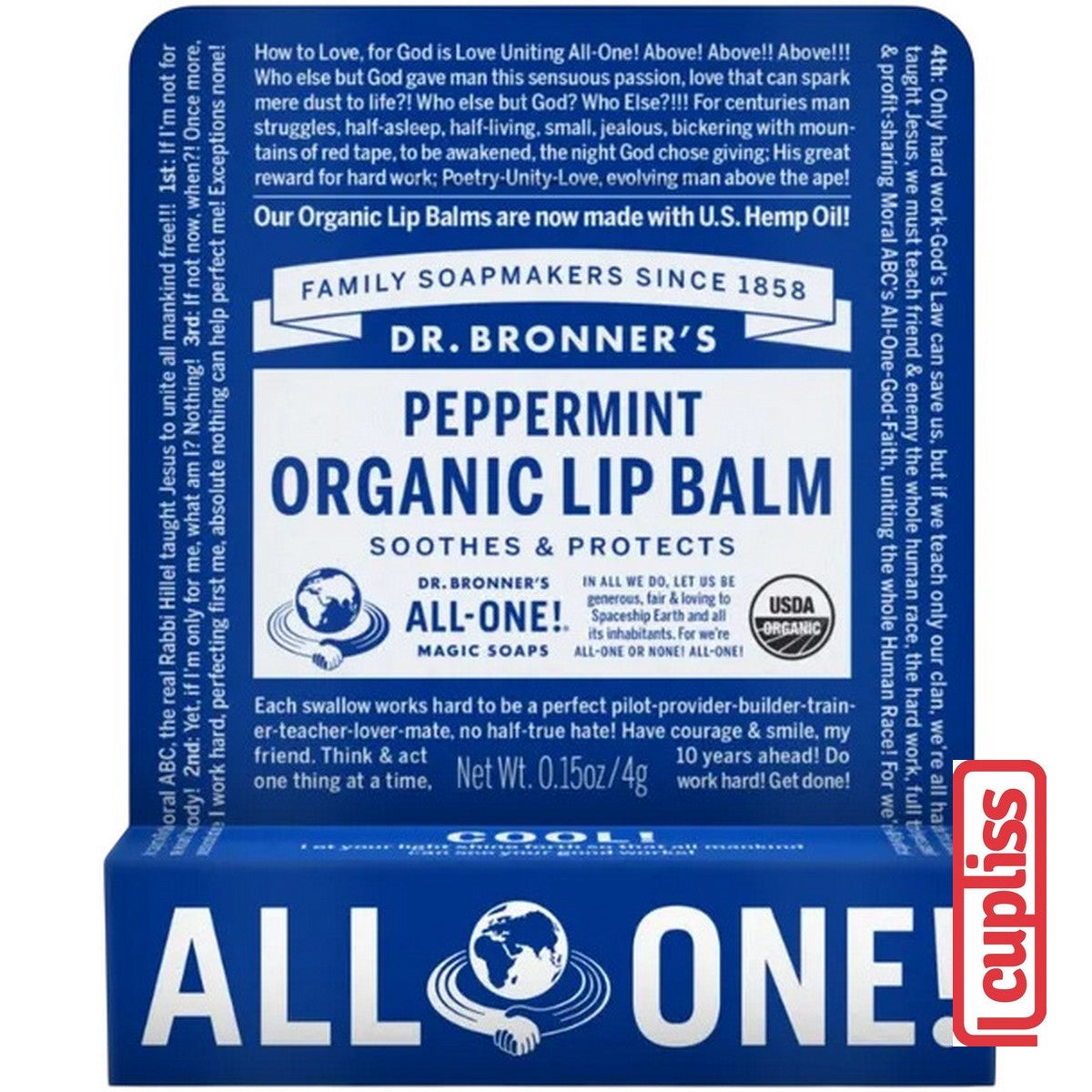 Dr.Bronner's All One Organic Lip Balm 4g Pelembab Bibir Organik 4 g Dr Bronners