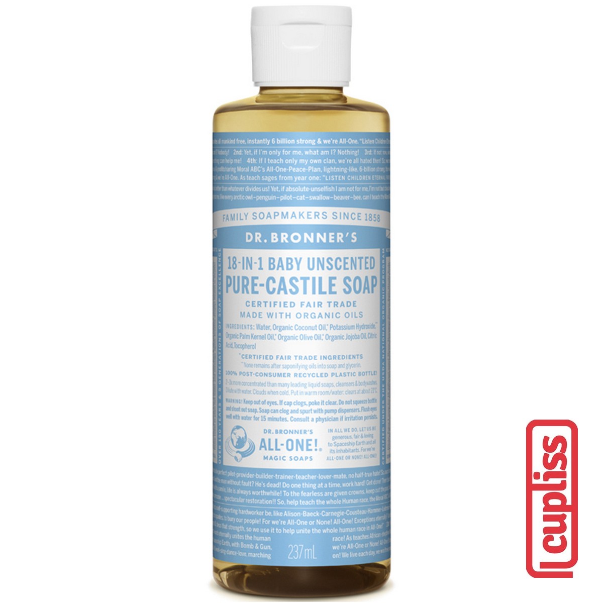 Dr.Bronner's Castle Soap Organic All One 18 in 1 Pure Sabun Cair Organik Dr Bronners