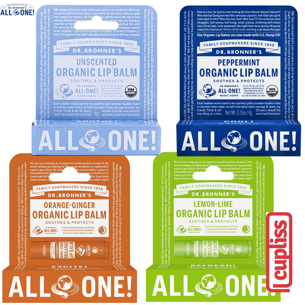 Dr.Bronner's All One Organic Lip Balm 4g Pelembab Bibir Organik 4 g Dr Bronners